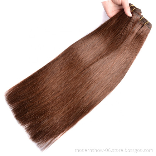 Wholesale 100% Human Hair Weave Color #4 Brazilian Hair Double Drawn Bundles